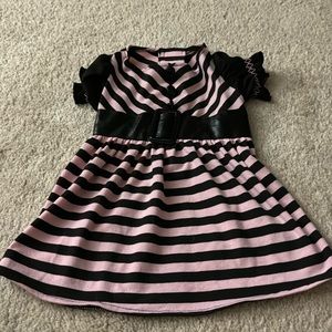 Pink and black stripped dog dress size M